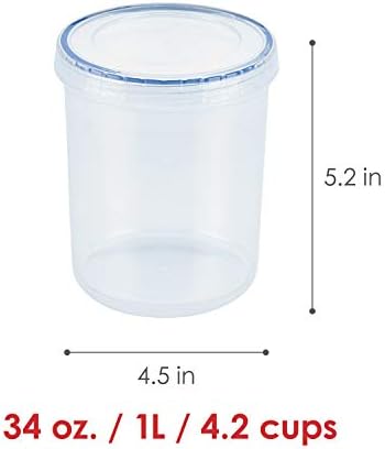 LocknLock Easy Essentials Twist Food Storage lids/Airtight containers, BPA Free, Tall-30.4oz Clear (Pack of 2)