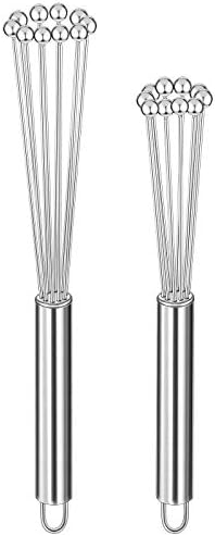 Patelai 2 Pieces Stainless Steel Ball Whisk Wire Egg Whisk Set