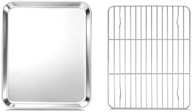 Onader Toaster Oven Tray and Rack Set, Stainless Steel Cookie Sheet Pan