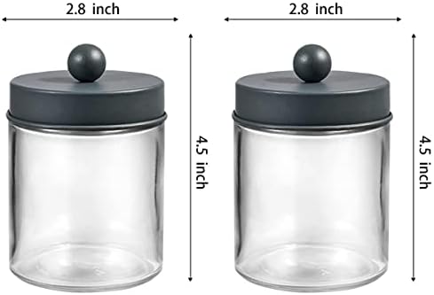 Amolliar Glass Apothecary Jar Qtip Holder Metal Lids 4pc/Grey