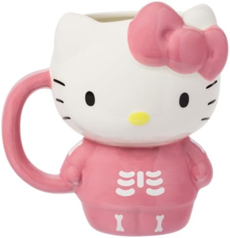 Silver Buffalo Sanrio Hello Kitty Spooky Skeleton, 3D Sculpted Mug, 20oz