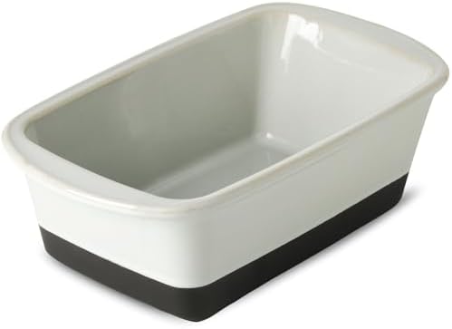 HVH Ceramic Loaf Pan for Baking Bread, 9 x 5 inch Baking Bread Loaf Pan, Rectangular Bread Pan, Bread Baking Pan for Cooking, Farmhouse Style (Black Pottery)