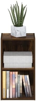 Furinno PASIR Book Shelf, 2-Tier Modern Bookshelf, Open Shelves Bookcase 9 x 12 x 21, Easy Assembly, for Living Room, Bedroom, Home Office, Amber Pine