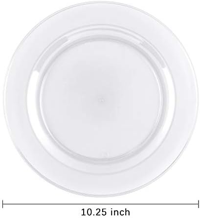 bUCLA 100Pieces Clear Plastic Plates -10.25inch Disposable Dinner Plates- Premium Weddings& Party Plates