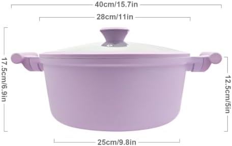 AIKENBBKK 7 Quart Stock Pot with Lid, Non Stick Cooking Pot, Ceramic Soup Pot Nonstick, Induction Cookware for Pasta,Soup,Spaghetti, Stay-Cool Handle, Suitable for All Stoves, Purple