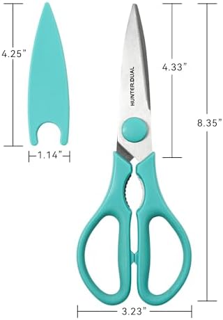 Kitchen Scissors for Food, HUNTER.DUAL Heavy Duty Come Apart Poultry Shears for Cooking, All Purpose for Cutting Chicken, Meat, Fish & Vegetables (Auqa, 8.35 Inch)