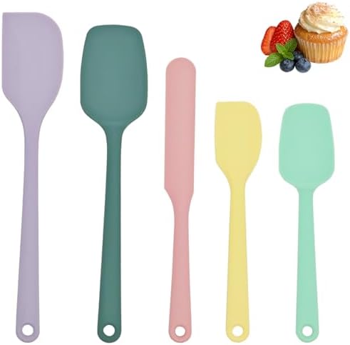Silicone Spatula Set of 5, Food Grade Rubber Spatulas for Baking, Scraping, High Temperature Resistant, Safe BPA-Free, Nonstick Kitchen Tools for Cooking and Mixing