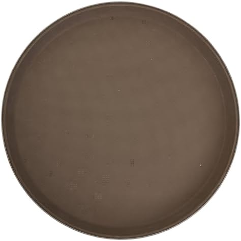 Winco 16" Brown Round Fiberglass Glass Tray