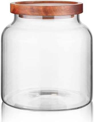 Labina Glass Jar with Wood Lid, Airtight Kitchen Storage Canister