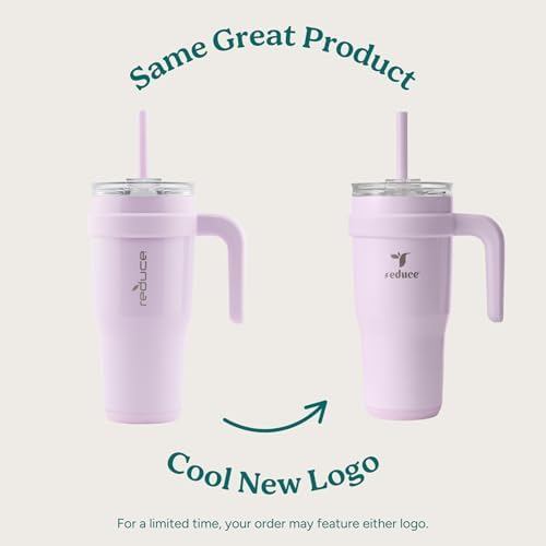 REDUCE 24 oz Stainless Steel Tumbler with Handle - Dual-Wall Vacuum Insulated Travel Mug, Sweat-Proof Lid & Reusable Straw - Keeps Drinks Cold for 24 Hrs, Fits Cupholders, Dishwasher Safe - Sea Glass