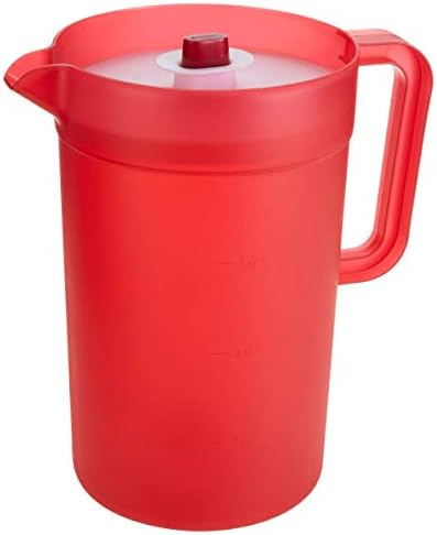 GoodCook 1-Gallon Plastic Airtight Pitcher with Vacuum Seal Lid, 1 Gallon, Red