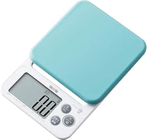 Tanita KJ-212 BL Cooking Scale with Removable and Washable Silicone Cover, Measures Up to 4.4 lbs (0.1 g) Units, Includes Hook Hole, Convenient Storage, Digital Scale, Blue