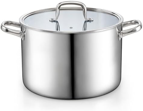 Cook N Home 12 Quart Tri-Ply Clad Stainless Steel Stockpot with Lid