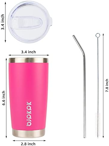 BJPKPK 20 oz Coffee Tumbler with Lid, Straw, Insulated Stainless Steel Mug