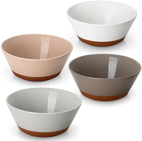 MALACASA Salad Bowls Set of 4, Soup Bowls for Kitchen, 60oz Ceramic Bowl