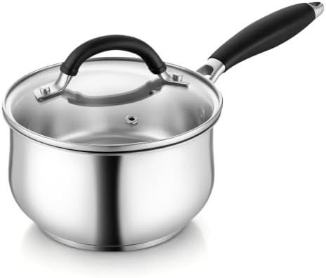 TeamFar Sauce Pan, 2 Quart Stainless Steel Saucepan with Lid