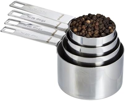 GoodCook Gourmet Measuring Cup Set, Stainless Steel 4-pc., 1/4, 1/3, 1/2, 1 Cup etched measurements