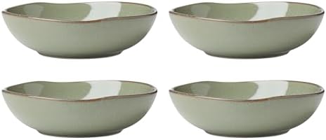 Oneida Organic Shades Sage Green Stoneware Pasta Bowl Set for 4, 34.5oz