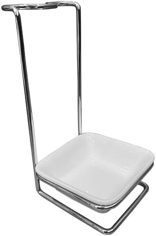 Steel Upright Ladle Holder Square White Ceramic Bowl Spoon Rest