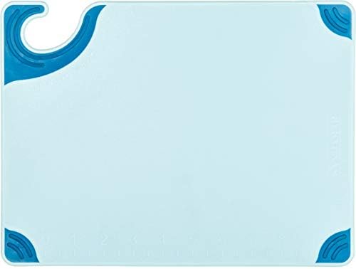 San Jamar Saf-T-Grip Cutting Board With Molded-In Ruler, Plastic Chopping Board for Kitchen, 9" x 12" x 0.35", 6 Count, Blue