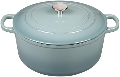 EDGING CASTING Enameled Dutch Ovens Cast Iron Dutch Oven Pot with Lid for Bread Baking, Cook, Dual Handle, 7 Quart, Seasalt