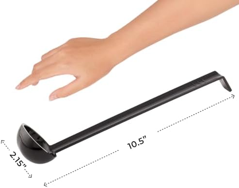 Restaurantware-1 Ounce Serving Ladle, 1 Hook Handle Portion Ladle - Dishwasher-Safe, Reusable, Black Plastic Gravy Ladle, For Stirring, Pouring, And Serving,