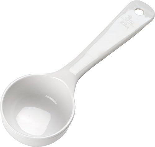 Carlisle FoodService Products Measure Miser Solid Measuring Spoon with Short Handle, 3 Ounces, White (Pack Of 12)