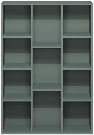 Furinno LUDER Book Shelf, 11-Cube Bookshelf, Reversible Bookcase, 9.4 x 29.1 x 41.7, Easy Assembly, for Living Room, Bedroom, Home Office, Sage Green