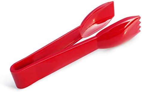 New Star Foodservice Utility Tong, High Heat Polycarbonate Plastic, Straight Edge, 6 Inch, Set of 12, Red