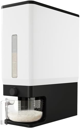 Lifewit Rice Container 28 Lbs, One-Press Dispenser with Measuring Cup