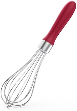 U-Taste Wire Whisk for Cooking, 18/10 Stainless Steel Balloon Wisk, S/Red