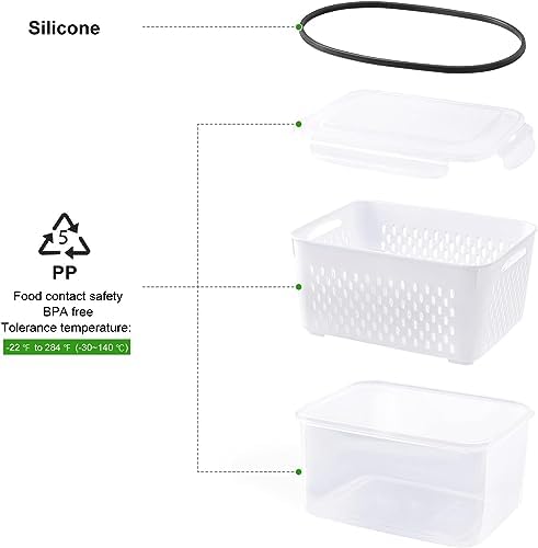 Freshmage Fruit Storage Containers for Fridge with Removable Colander 8 pcs