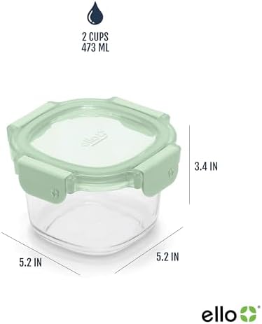 Ello Color Lock 2 Cup Glass Meal Prep Set with Lids, 3 Pack,Desert Festival