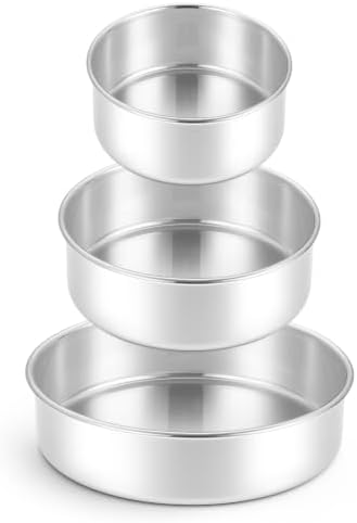 Leonyo 4-7-9 Inch Cake Pans Set of 3, Round Baking Pan Molds Tin, 2In Deep
