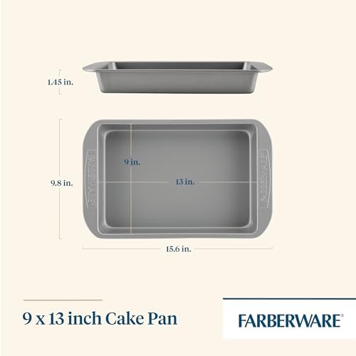 Farberware Nonstick Bakeware 9-Inch x 13-Inch Rectangular Cake Pan, Gray