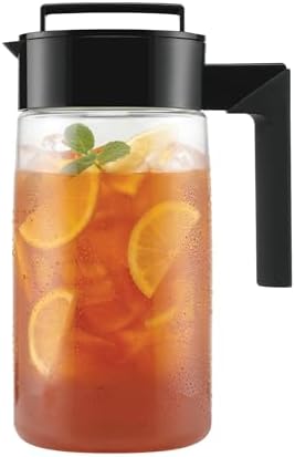 Takeya Airtight Pitcher - Durable BPA-Free Eastman Tritan Odor/Stain-Resistant Leakproof Lid for Iced Tea/Water Easy-Grip Silicone Handle Spill-Free Spout Fridge-Friendly Made in USA 1 Quart/Black