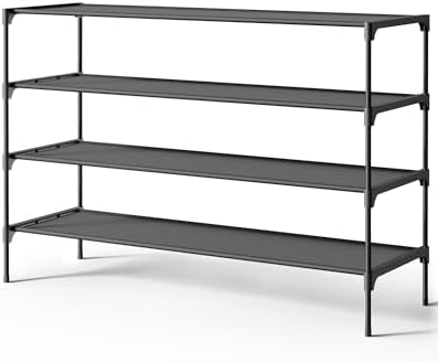 Kitsure Shoe Rack - Non-Woven Shoe Rack Shelf, 36.2" Wide - 4 Tier, Black
