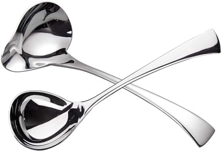 IMEEA 2-Piece Small Ladle Set, 7" Drizzle Spoon with Pour Spout 7.6" Serving Ladle, 18/10 Stainless Steel for Gravy, Sauces & Dressing