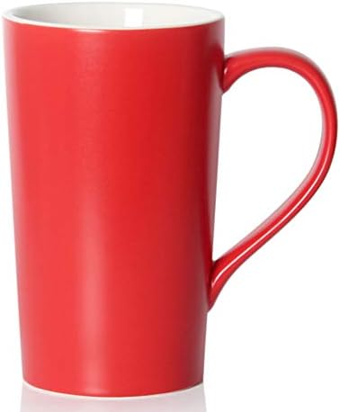 20 Ounces Extra Large Coffee Mug, M007 Tall Big Ceramic Latte Milk Tea Cup with Handle for Dad Men Women, Christmas Red