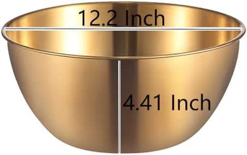 Stainless Steel Salad Bowls Set of 2 Mixing Bowl with Measurement Markings, 4.23 Quart Gold Serving Bowls for Mixing, Cooking, Baking, Prepping and Home Kitchen