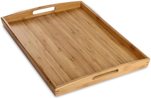 Joy&Grace Bamboo Serving Tray with Handles 16.8 x 12.5 inch