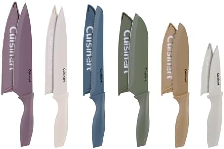 Cuisinart Advantage 12-Piece Kitchen Knife Set, Professional-Quality Nonstick Coated Stainless Steel Knives with Covers, Nonstick Color Coating for Easy Slicing, Ergonomic Handles, G1022-12M