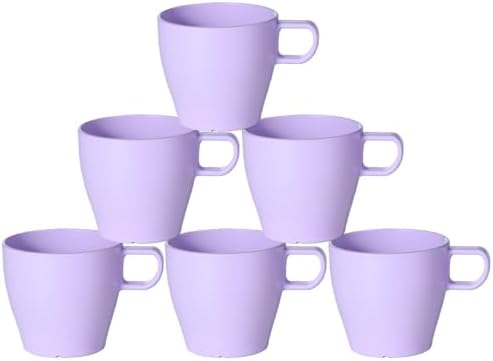 6-Pack 10oz Unbreakable Coffee Mugs, Microwave Safe Premium Drinkware (Up to 320℉), Lightweight Shatterproof Cups for Keurig, Kids, RV & Camping, BPA-Free (Purple)