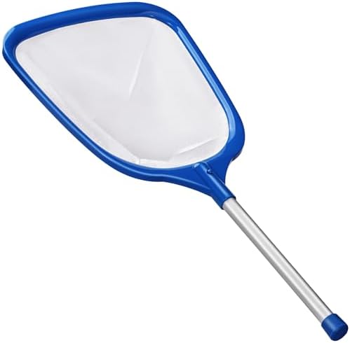 Pool Net, Professional Swimming Pool & Hot Tub Skimmer Net Accessories, Pool Leaf Rake Cleaning Tool with Pole, Fine Nylon Mesh Bag, Easy to Clean Bugs, Leaves,Debris（Blue&White）