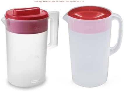 Rubbermaid Pitcher Classic 1 Gallon Clear Base, Red Lid