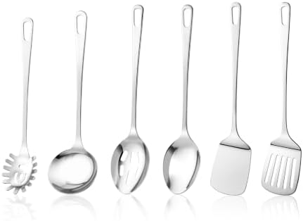 6PCS Stainless Steel Cooking Utensils, Kitchen Metal Spatula Set