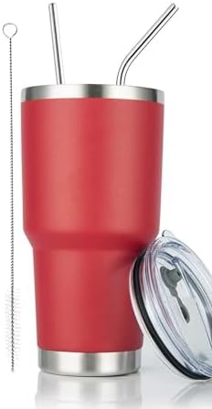 D·S 30oz Red Tumbler Double Wall Vacuum Insulated Travel Coffee Mug