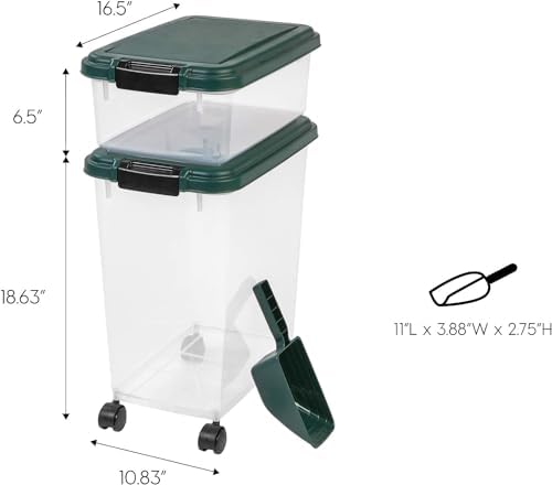 IRIS USA Airtight Pet Food Container, Up to 30 lbs & 11 lbs, Green