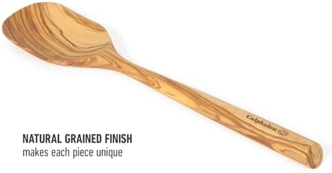 Calphalon Edge Cooking Spoon, 13-Inch Italian Olive Wood Kitchen Spoon, Wooden Stirring Spoon for Mixing, Serving & Nonstick Cookware, Heat-Resistant Durable Design