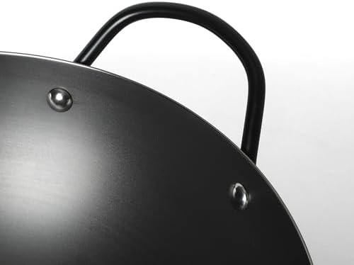 Martha Stewart Chisholm 13.5-Inch Carbon Steel Nonstick Wok, PFAS-Free Wok Pan & Flat Bottom Stir Fry Pan with Long Walnut Wood Handle & Helper Handle, Black